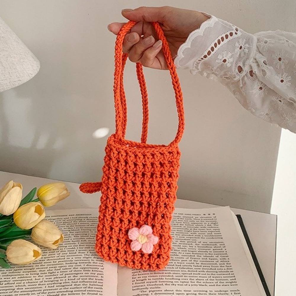 Outdoor Planting Bag - 귀여운 꽃무늬 크로스백, 속이 비치는 사각형