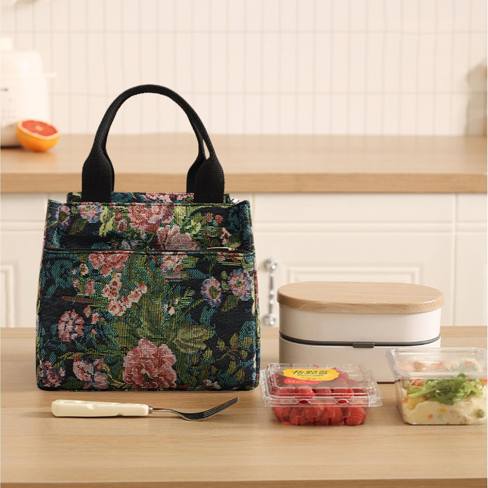 단열 도시락 가방 꽃무늬 방수 도시락 가방 여성용 직장 - Outdoor Planting Bag 리뷰 및 가격