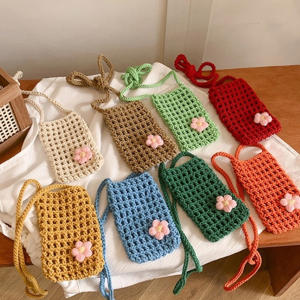 귀여운 꽃무늬 크로스백, 속이 비치는 사각형 크로셰 폰 - Outdoor Planting Bag 리뷰 및 가격