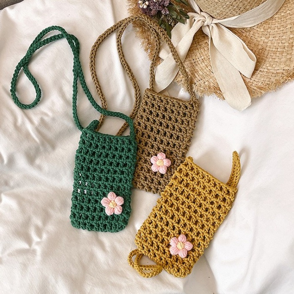 귀여운 꽃무늬 크로스백, 속이 비치는 사각형 크로셰 폰 - Outdoor Planting Bag 리뷰 및 가격